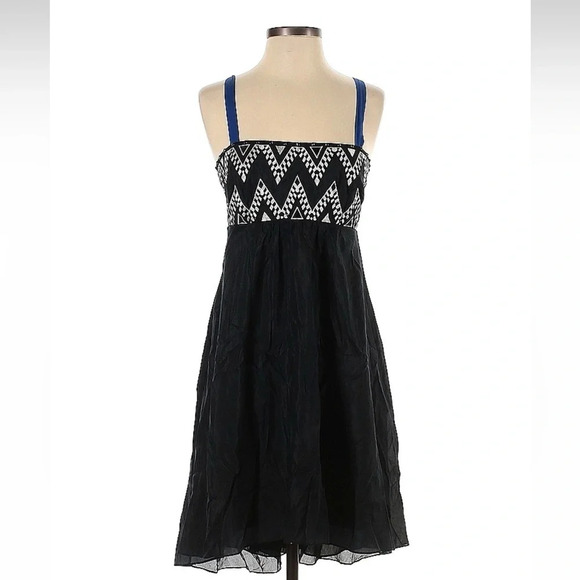 Anthropologie Leifnotes Black Silk Embroidered Whimsigoth Punk Dress Size 4 - Picture 2 of 9